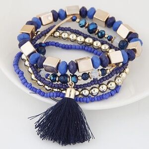 *GENESIS* Blue Tassel x Bead Fashion Bracelet